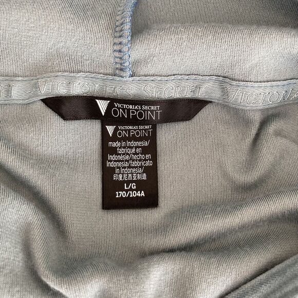Victoria's Secret On Point Ribbed Velour Cropped Velvet Hoodie Blue Size Large - Picture 9 of 9